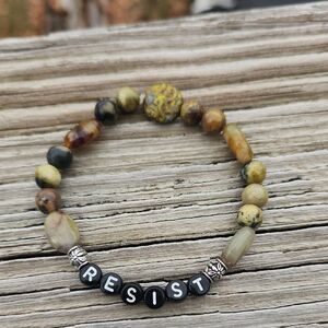 Handmade Beaded 'Resist' Bracelet